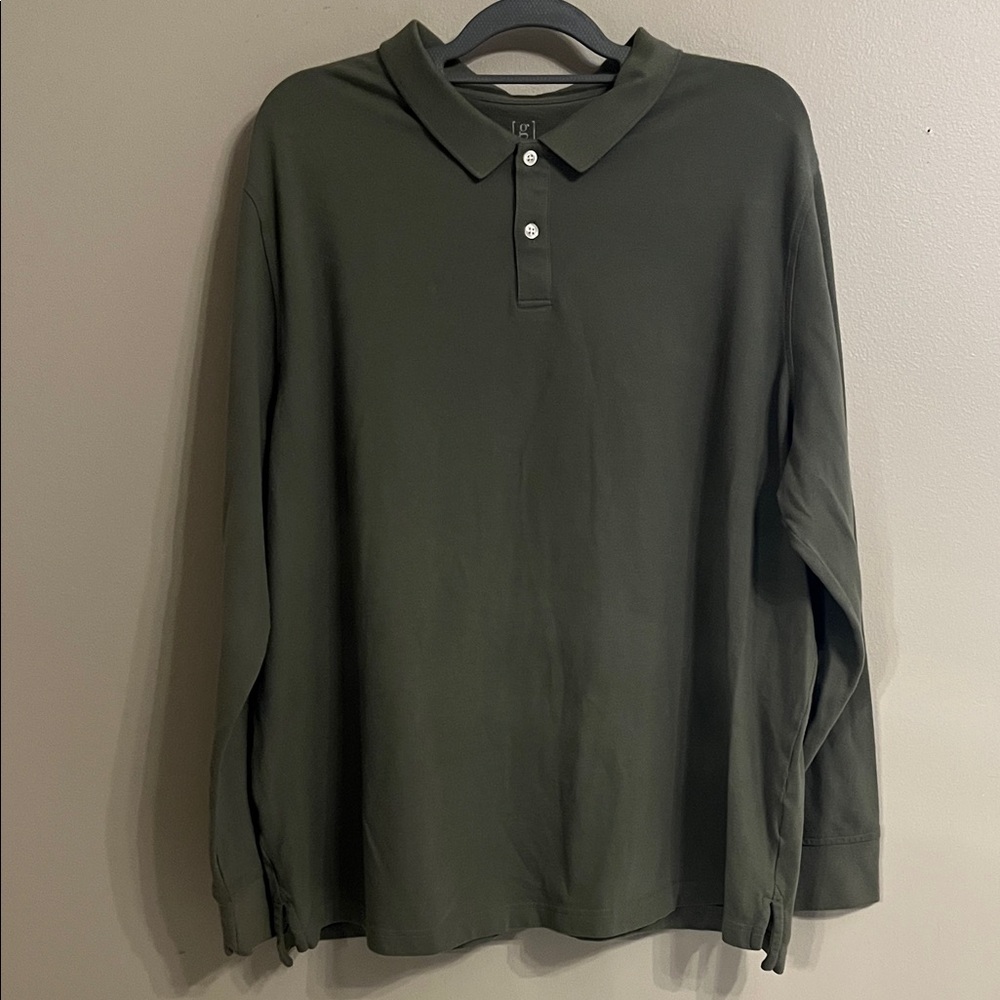 George Olive Green Long Sleeve Polo Shirt
